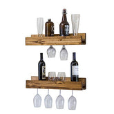 ONIJA  Wall Mounted Wine Glass Rack (Set of 2) 4 + 4 = 8/10 Wine Glass Holder (Hanger) Rustic Wooden Wine Glass Hanging Rack for Kitchen Storage Wine Glass Rack Wall Mounted.